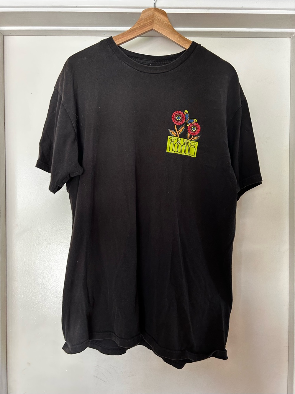 Vans Black Short-Sleeve Tee with Neon Floral Chest Print